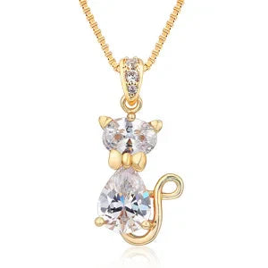 Crystal Cat Pendant Necklace